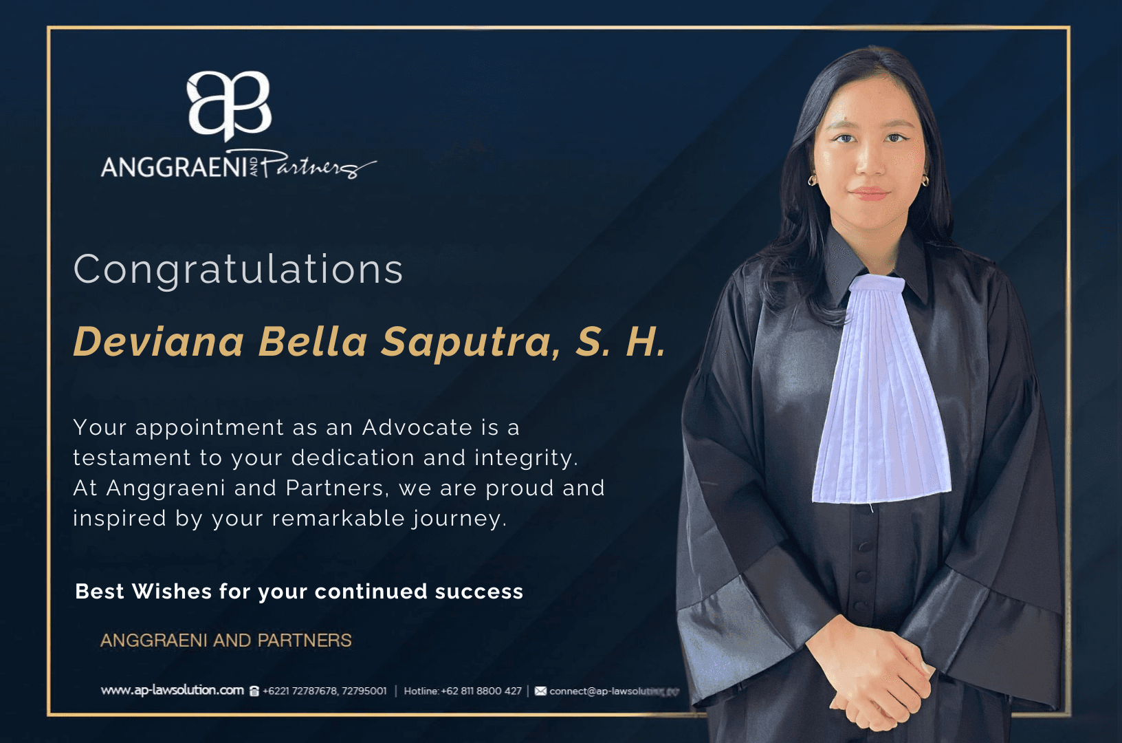 Featured Image for Congratulations Deviana Bella Saputra, S.H., on Your Appointment as an Advocate